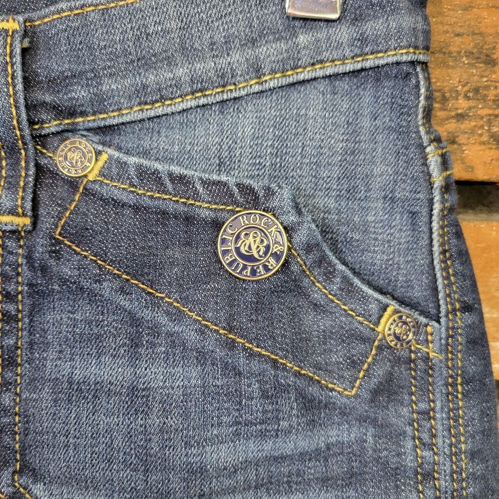 Rock & Republic Cut Off Shorts Size 2 Stinger Blue Stretch Denim Coastal Cowgirl - Picture 4 of 16